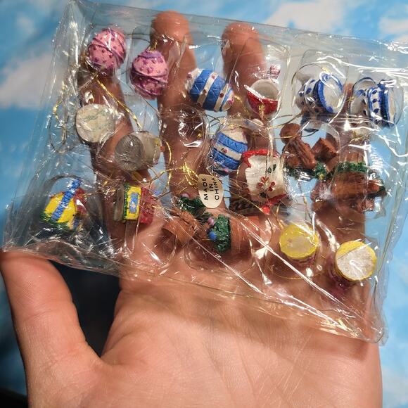 Vintage 90s mini tea party garden charms set of 9 pairs - Picture 6 of 6